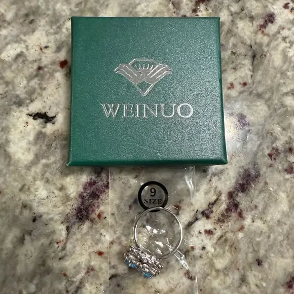 NEW Weinuo Silver and Blue Women's Anxiety Spinner Ring Size 9 - Picture 5 of 10